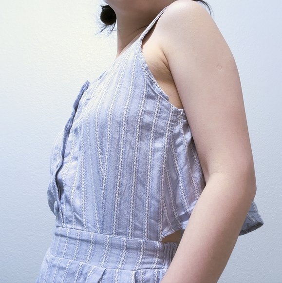 Strappy Pastel Blue Stripe Mini Romper - Picture 4 of 10